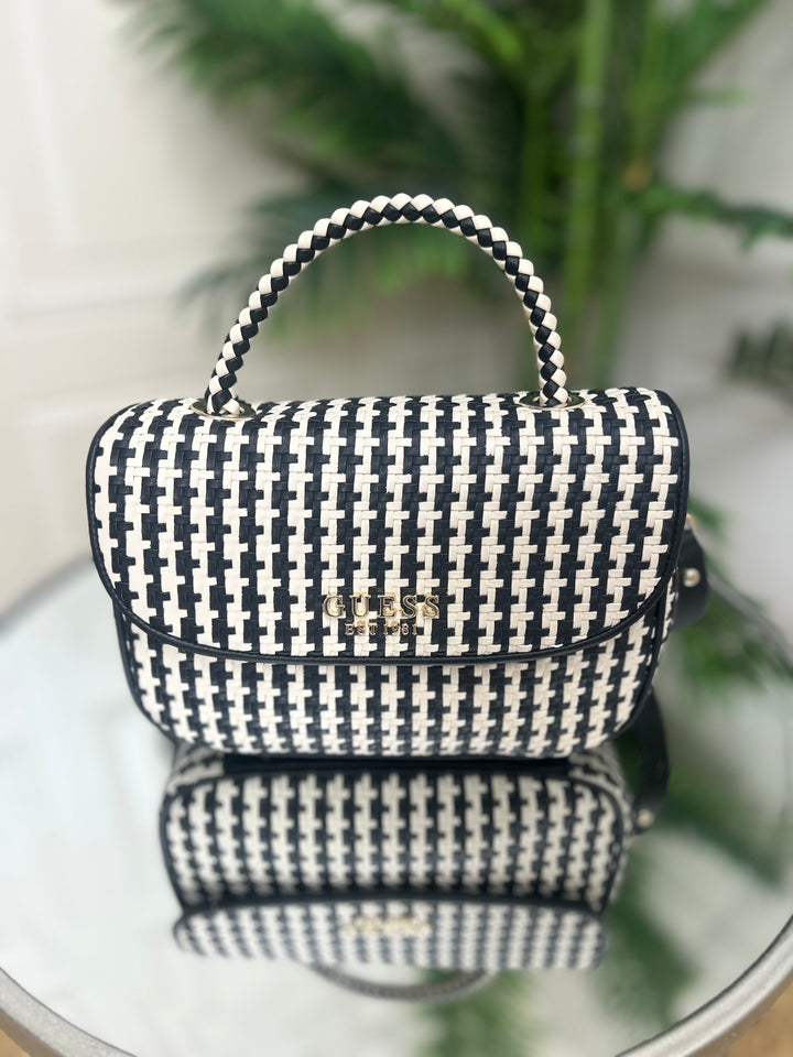 Guess Mirema Black Woven Mini Handbag