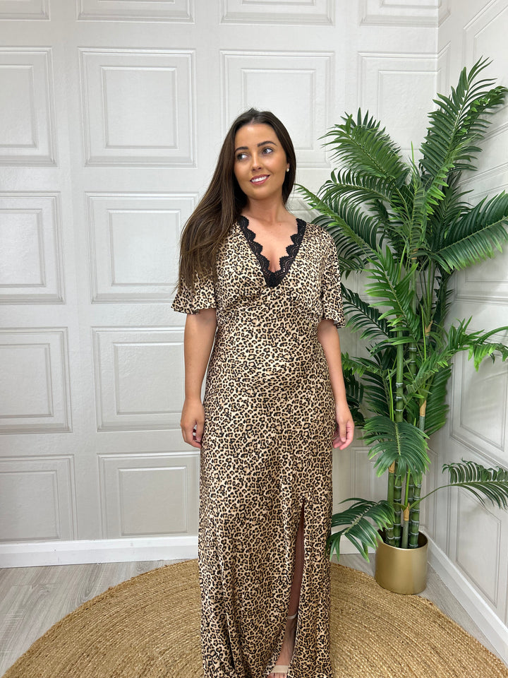 Guess Martine Long Split Leopard Print Dress