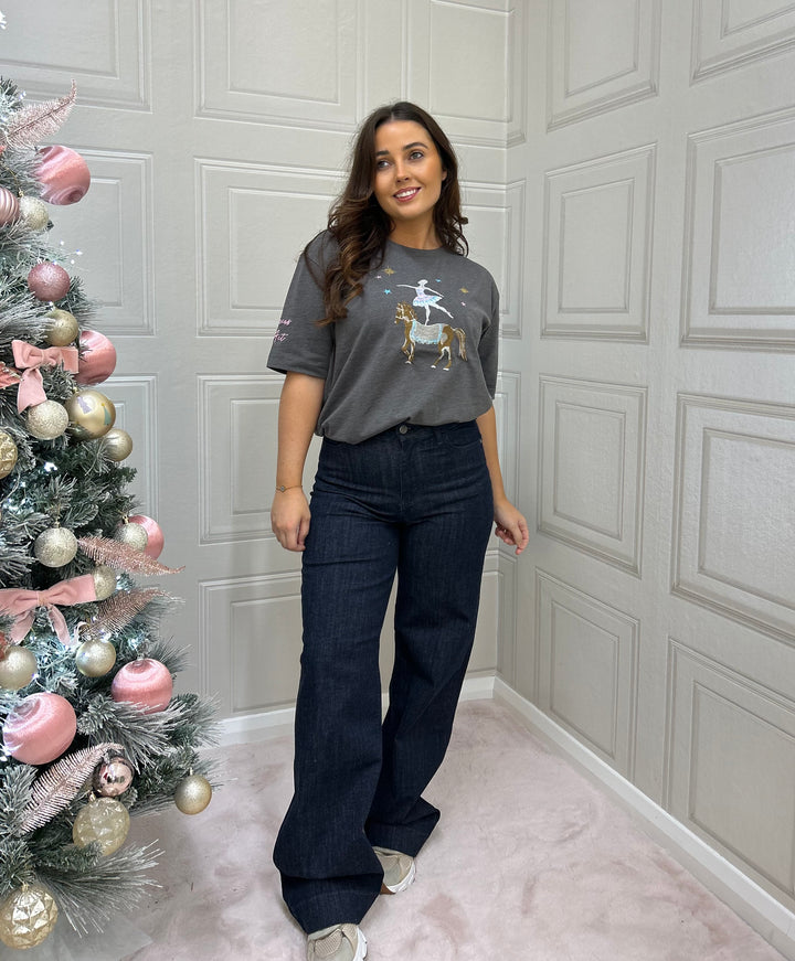 Numph Nuparis Long Pants Dark Blue Denim