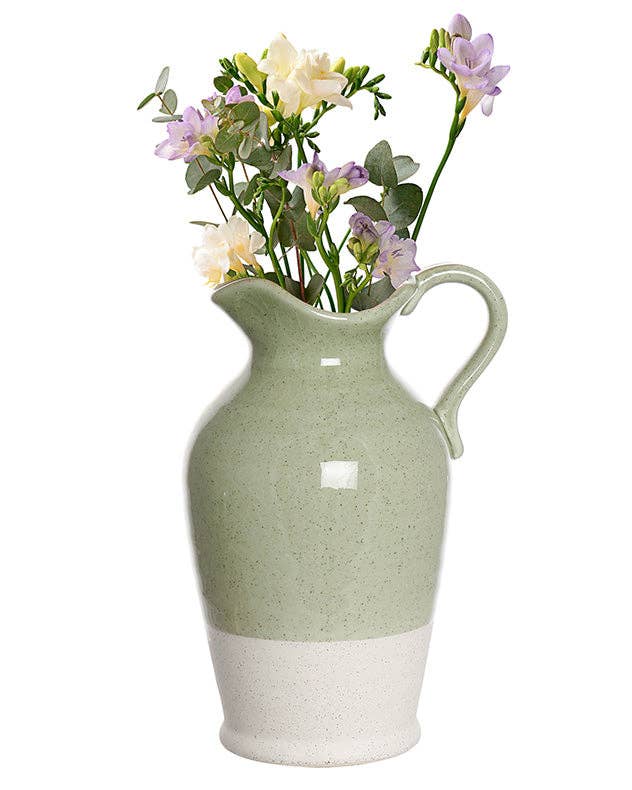 Green and White Two Tone Jug Vase