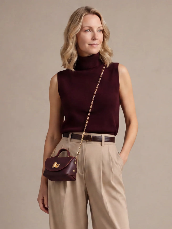 Elie Beaumont Bamboo Twist Clasp Bag | Burgundy