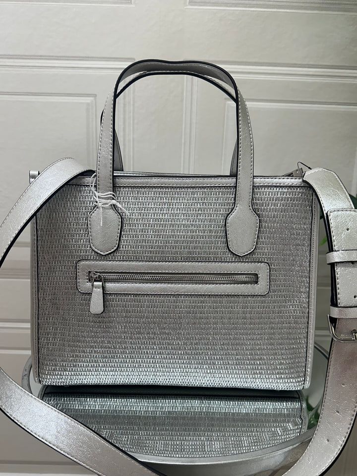 Guess Silvana Silver Compartment Tote Bag