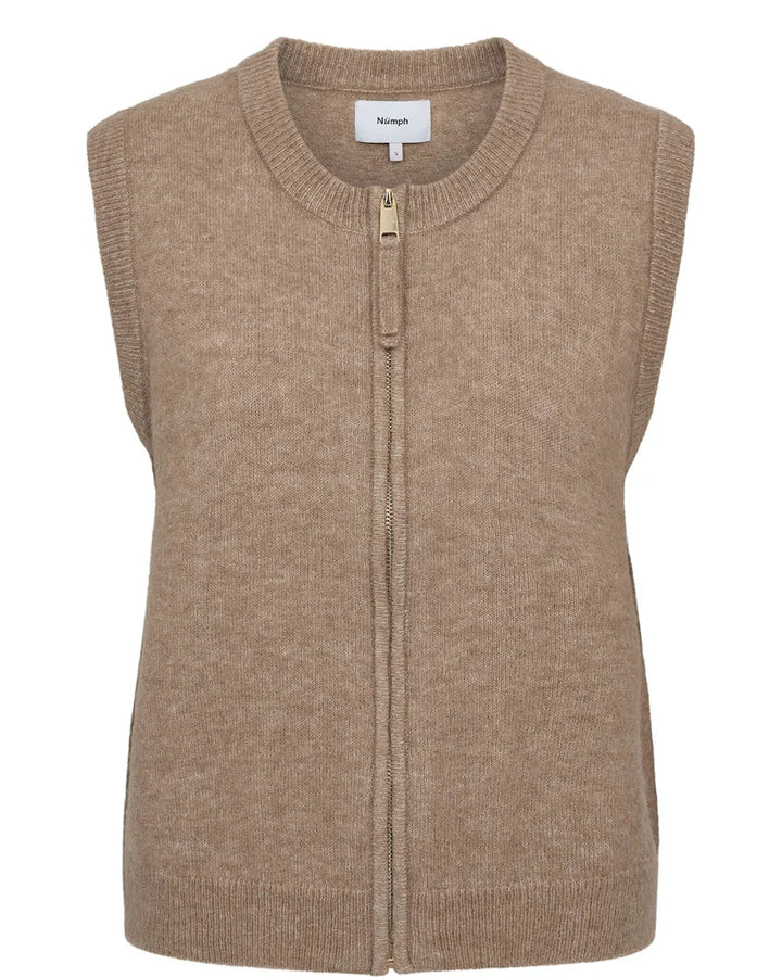 Numph Nufuette Zip Vest | Silver Mink
