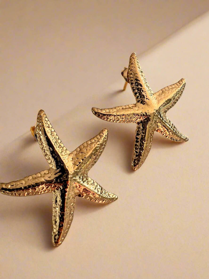Starfish Stud Earrings 18k Gold Plated Waterproof Summer