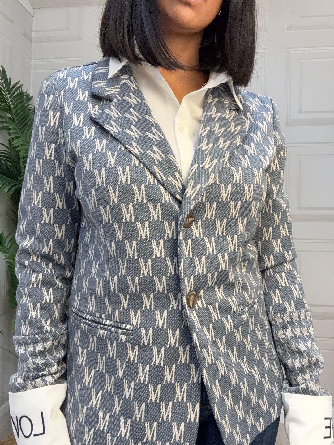 Costa Mani Watson Denim Letters Blazer