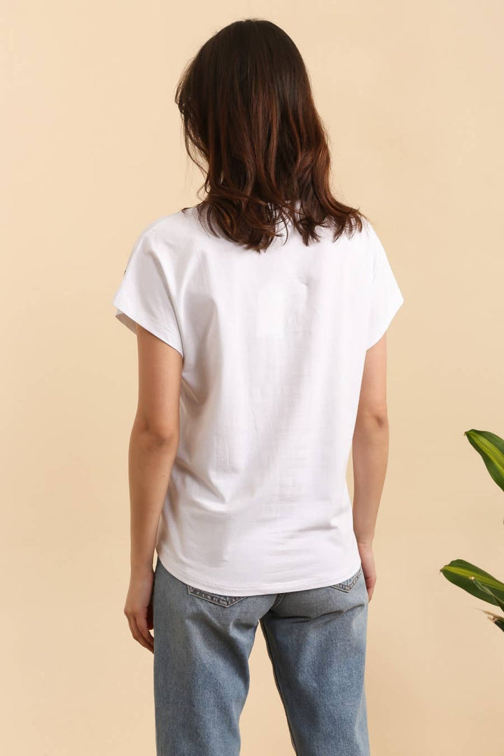 Attrait Summer Floral Cotton White T-Shirt