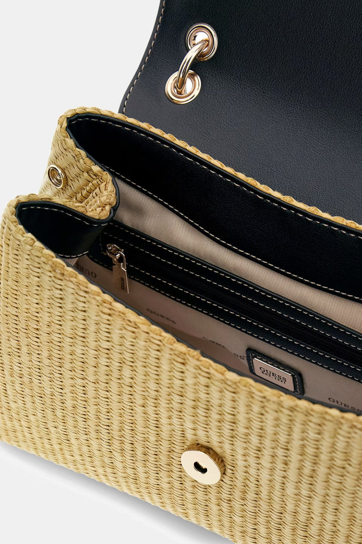 Guess Maggie Straw Natural/Black Handbag
