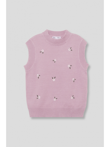 Street Monkey Girls Lilac Floral Knitted Vest