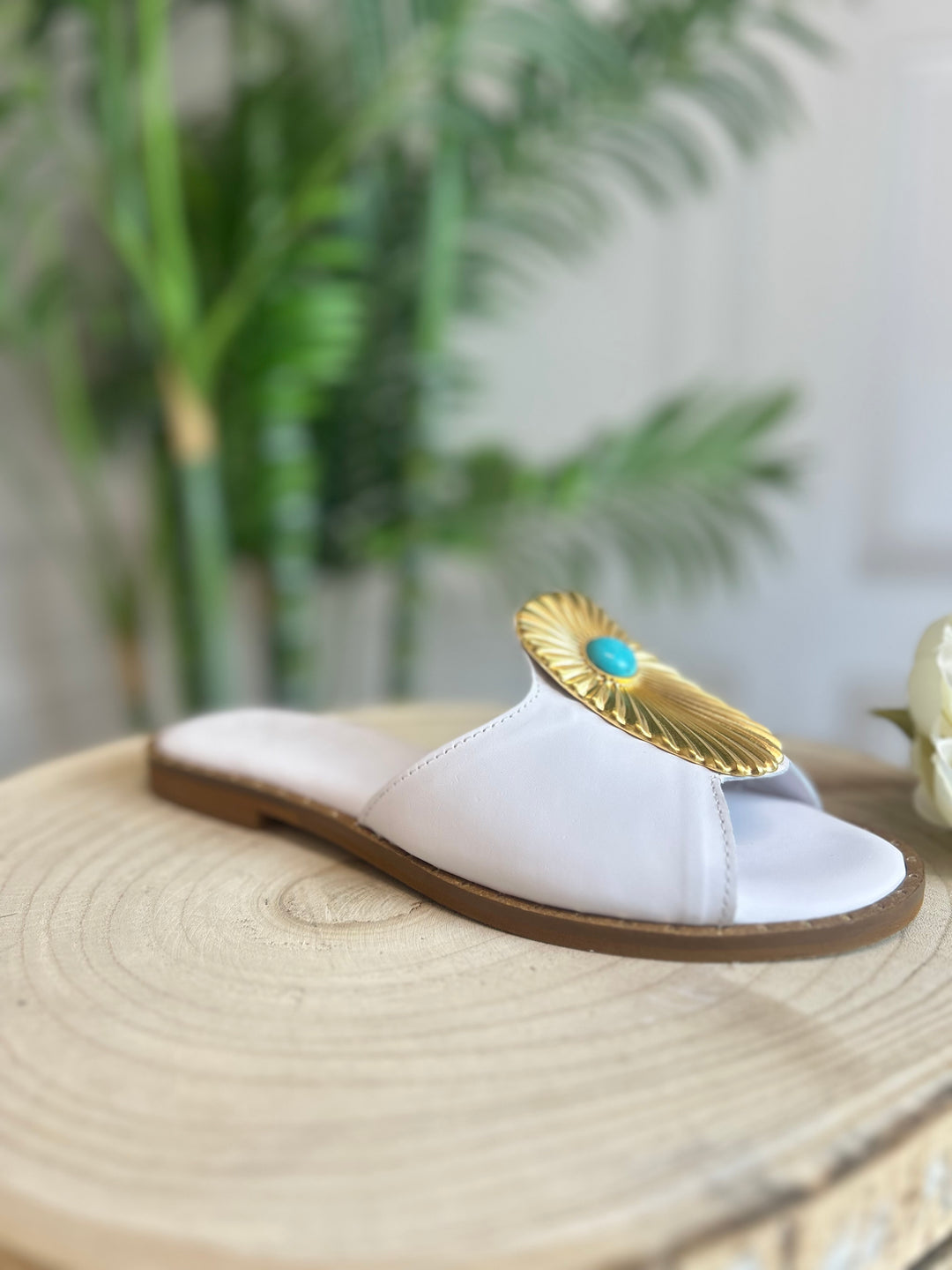 S.Piero White Leather Sandal