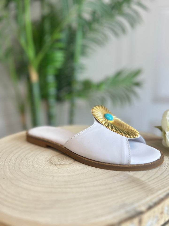 S.Piero White Leather Sandal