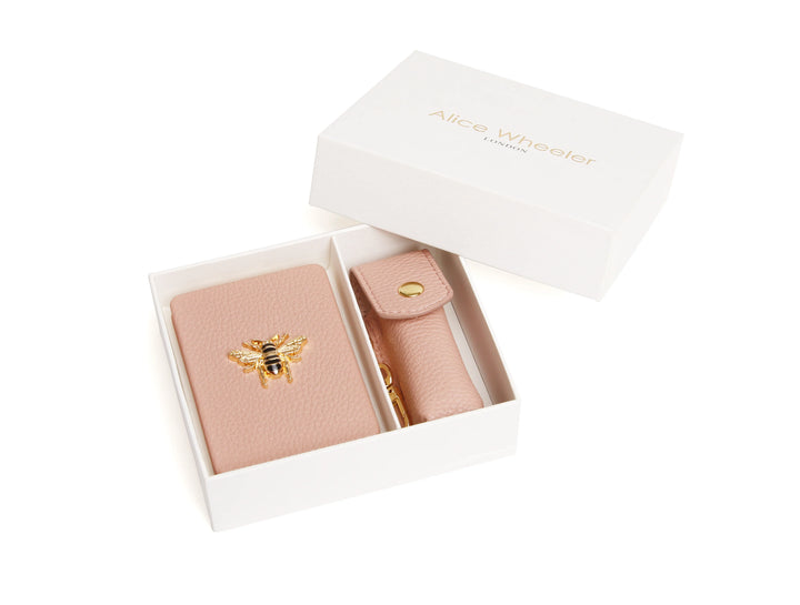 Alice Wheeler Oblong Compact Mirror &amp; Lipstick Holder Gift Set | Pink