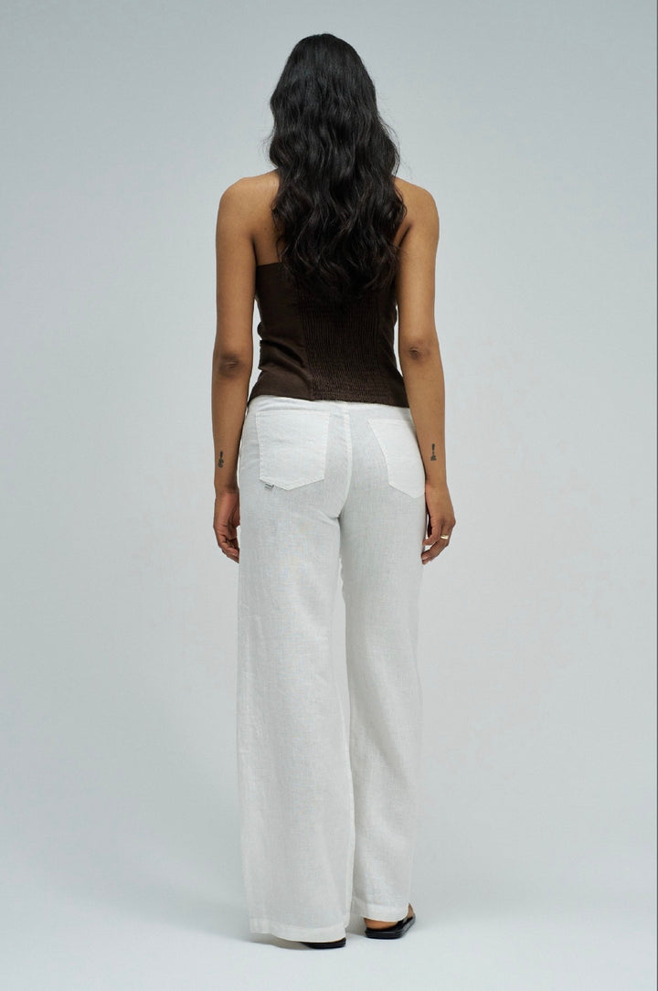 Salsa White Wide Leg Linen Trouser