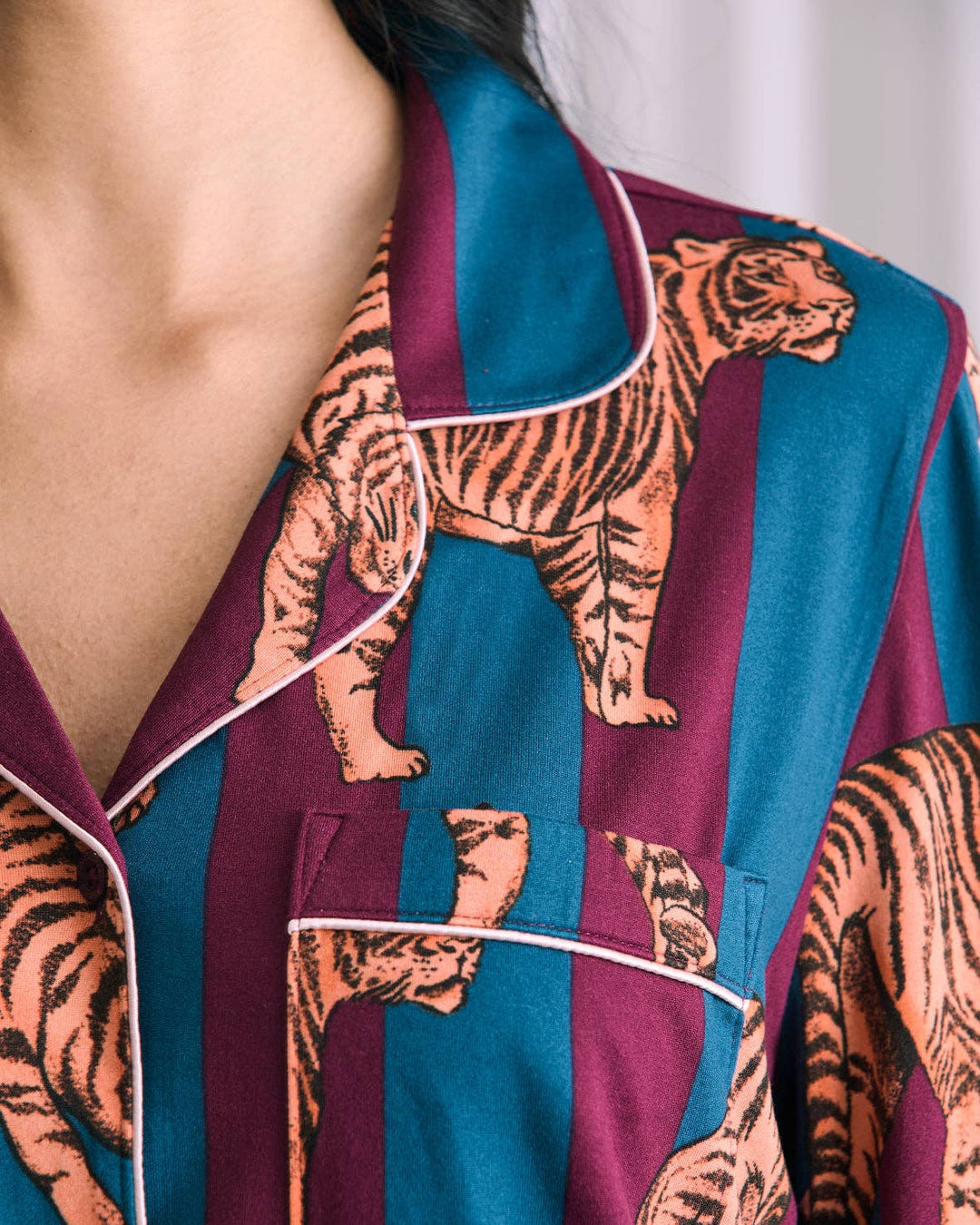 Tiger Stripe Print Long Pyjama Set: UK 6