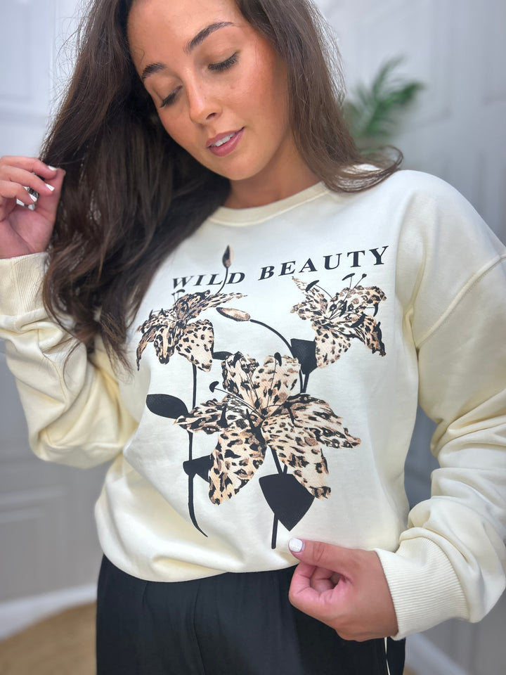Wild Beauty Crew Neck Sweatshirt White