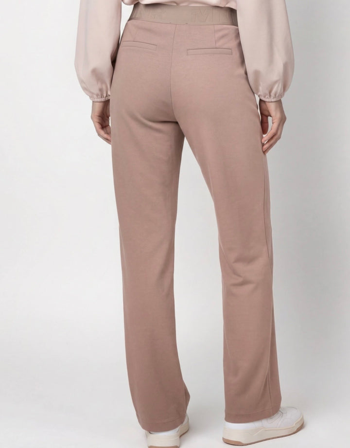 Monari Taupe Elastic Lettering Band Trousers