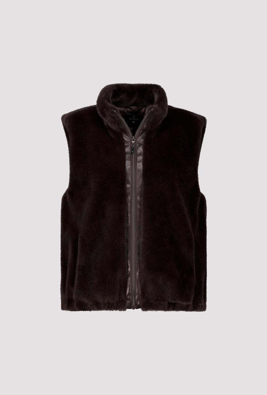 Monari Black Coffee Faux Fur Wasitcoat
