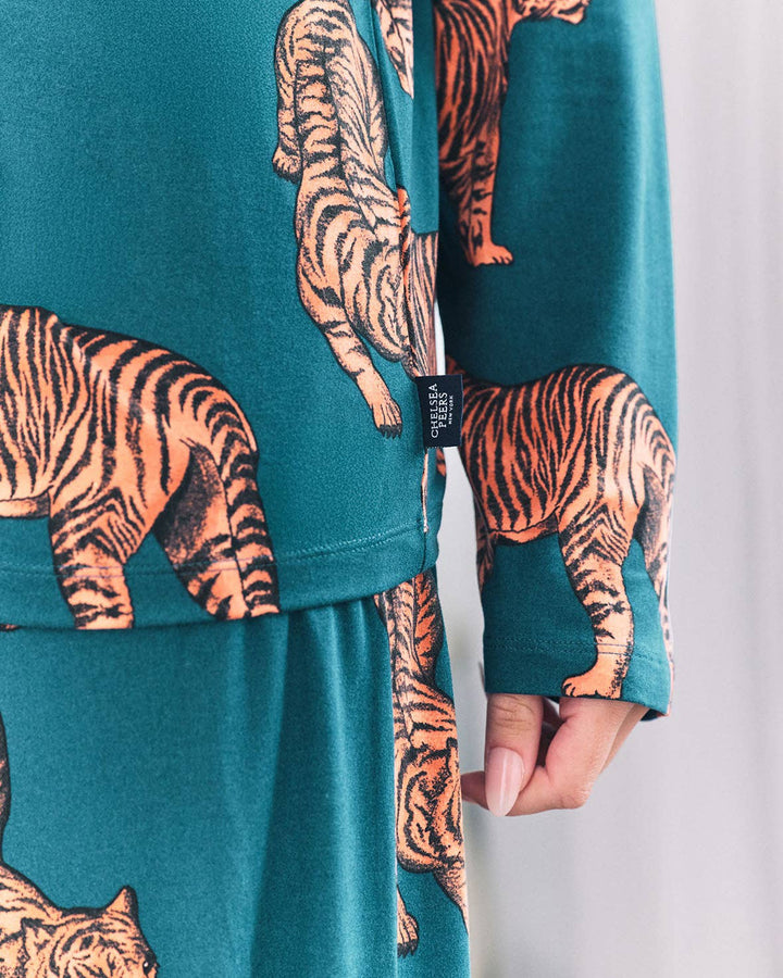 Tiger Print Long Pyjama Set: UK 6 by