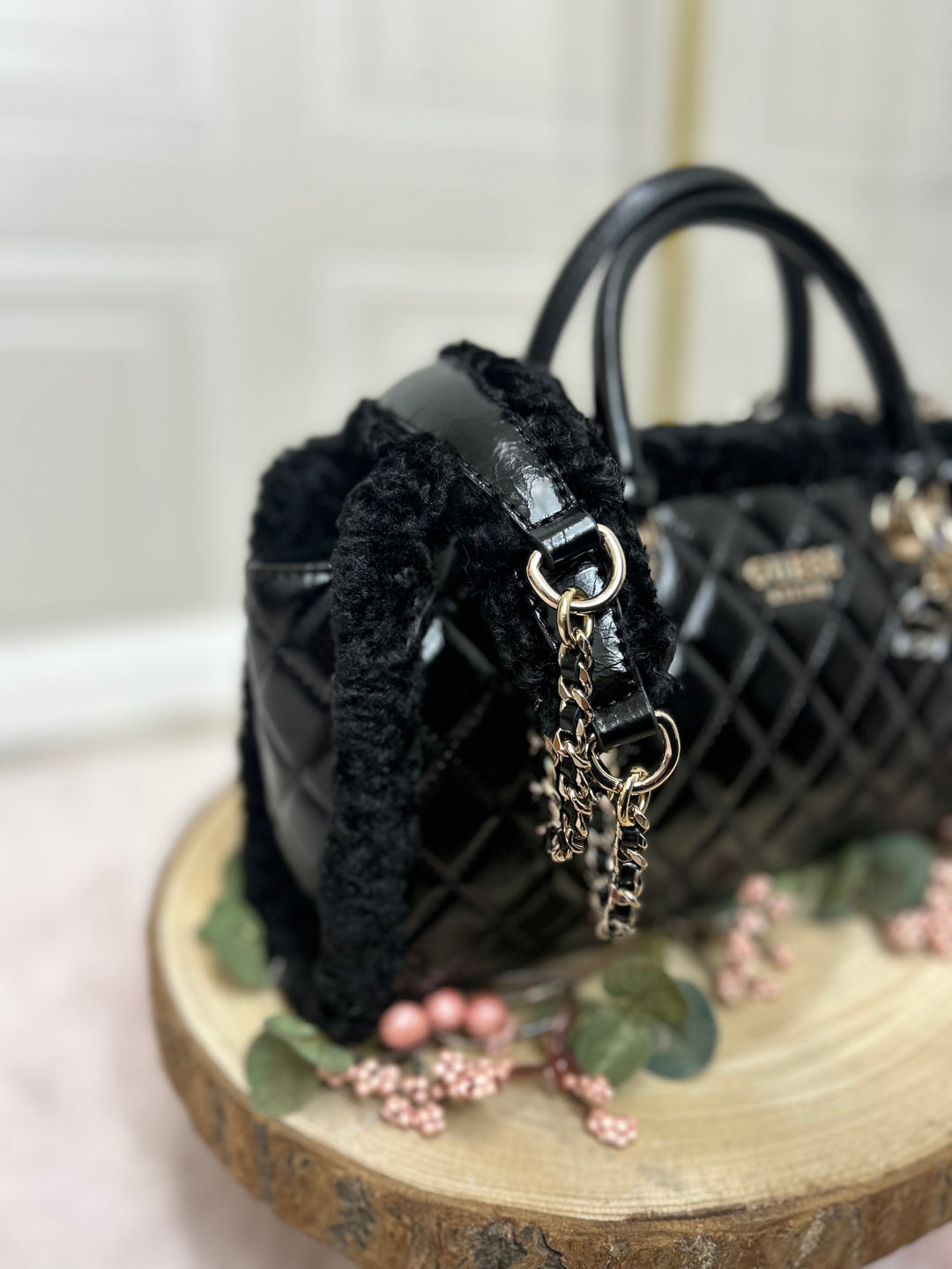 Guess Cristi Small Satchel Black Bag