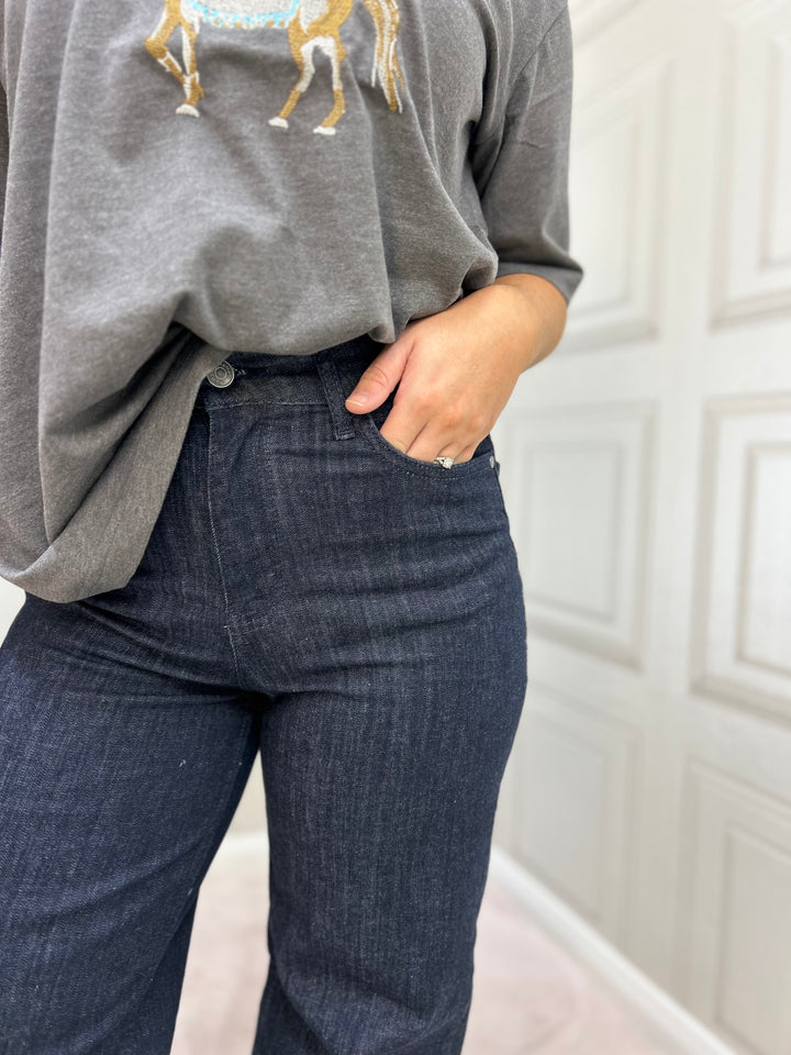 Numph Nuparis Long Pants Dark Blue Denim