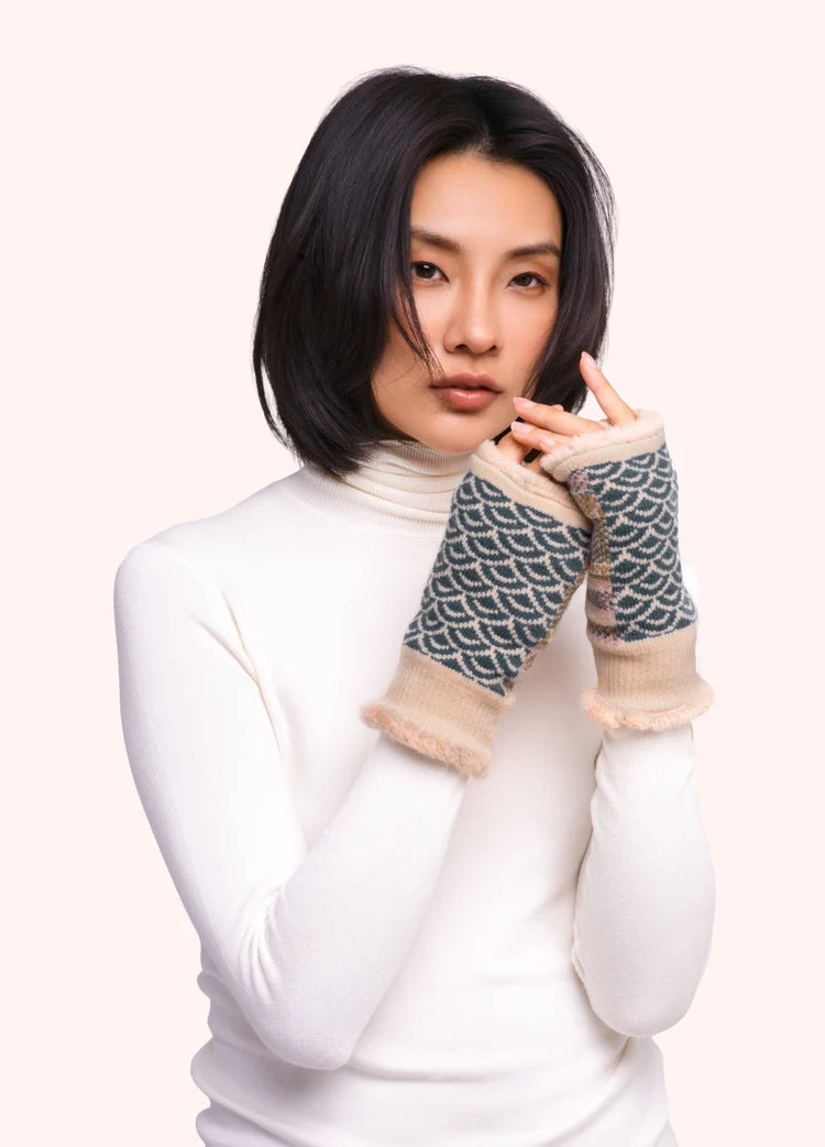 Powder Agatha Wrist Warmers | Denim Mix