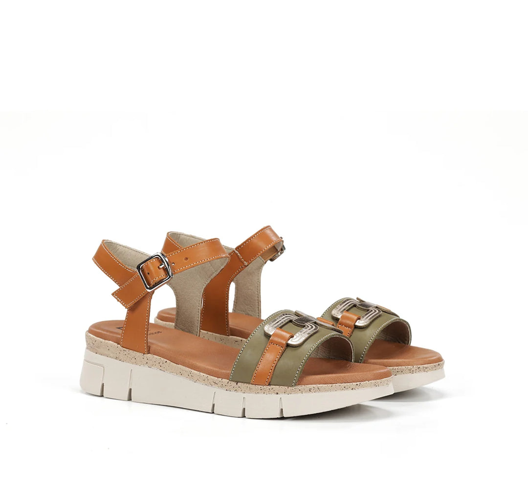 Dorking Klau Tibet Kaki/Cuero/Platino Sandal