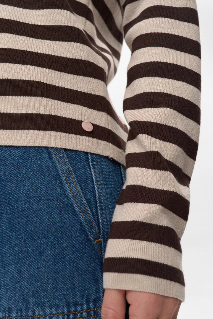 Numph Nustripy Pullover | Black Coffee