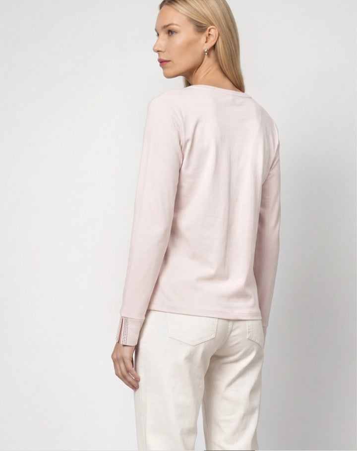 Monari Rosewater Long Sleeve Rhinestone Pullover