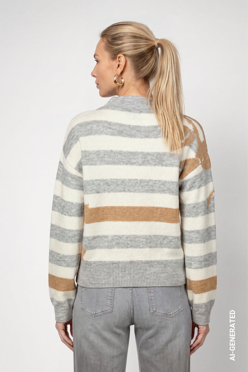 Monari Soft Texture Knitted Jumper | Light Grey Melange