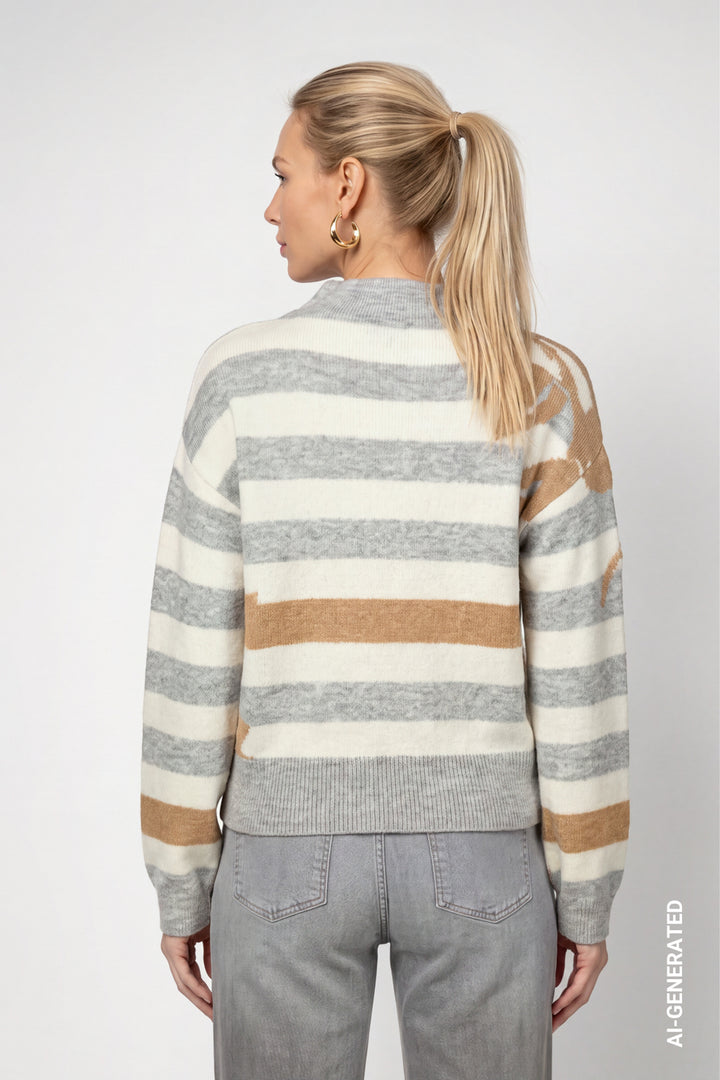 Monari Soft Texture Knitted Jumper | Light Grey Melange