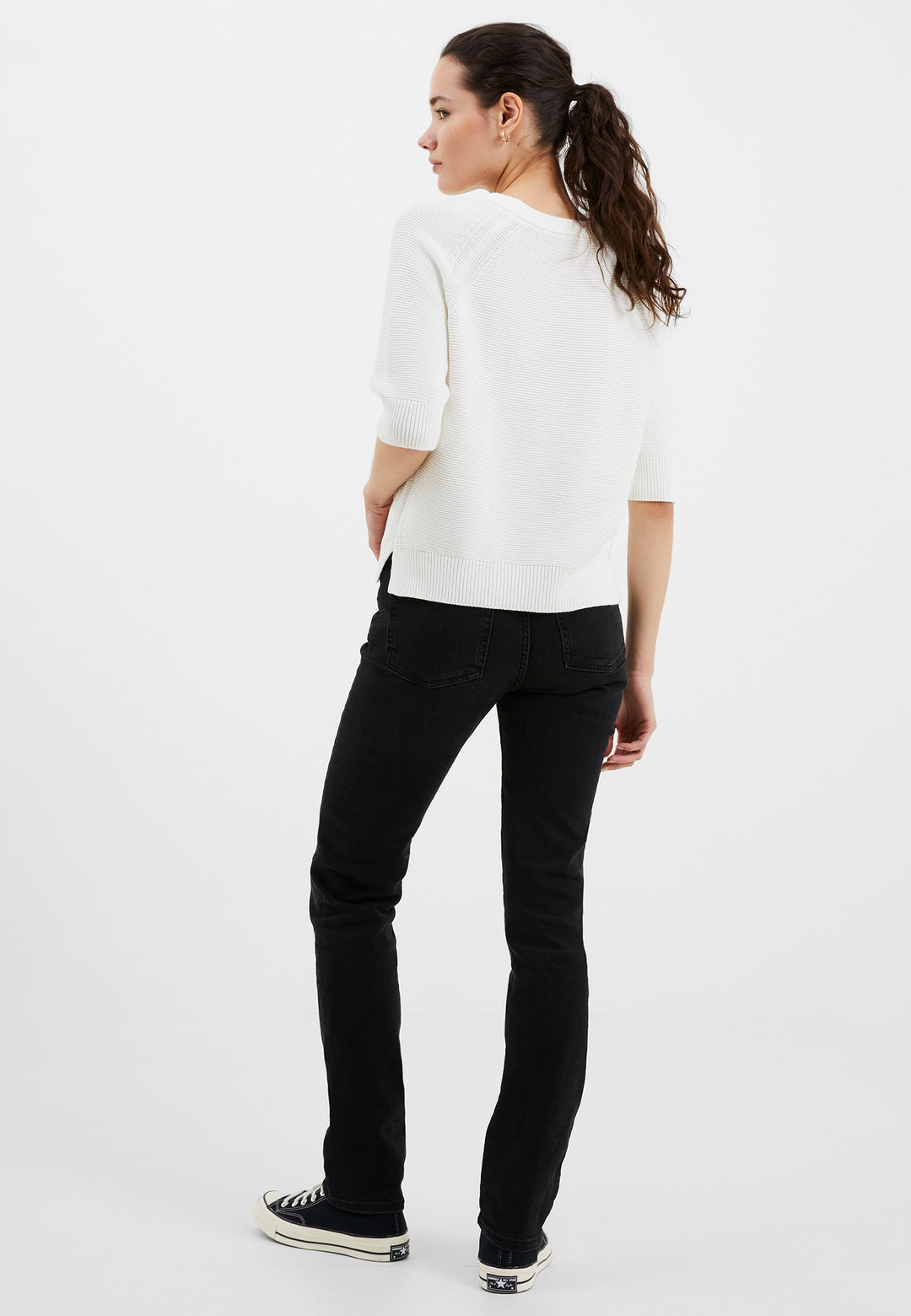 French Connection Lily Mozart Short Sleeve Summer White Jumper