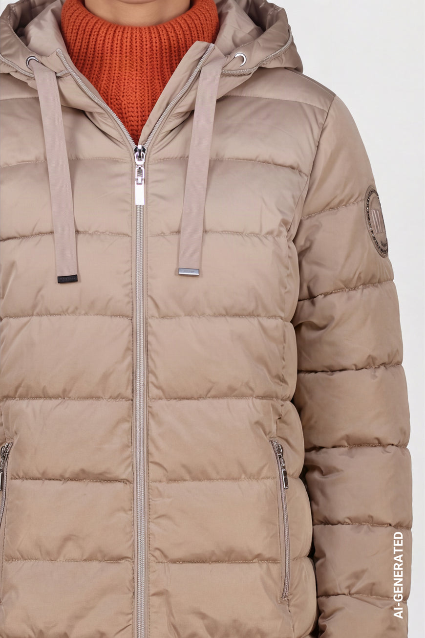 Monari Quilted Coat With Patch | Sesame
