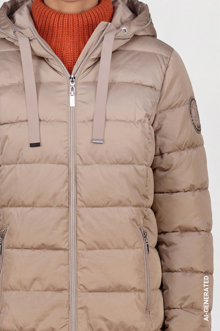 Monari Quilted Coat With Patch | Sesame