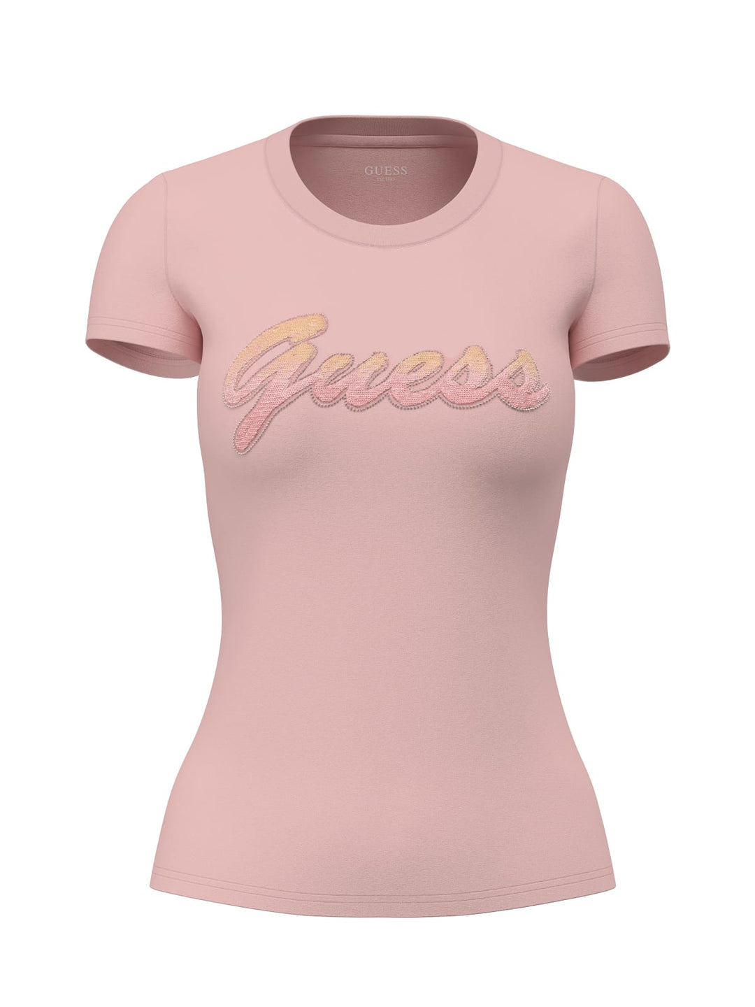 Guess Degrade Paillettes Logo Pink Tee