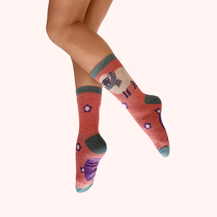 Powder Sheep In A Scarf Glitter Ankle Socks