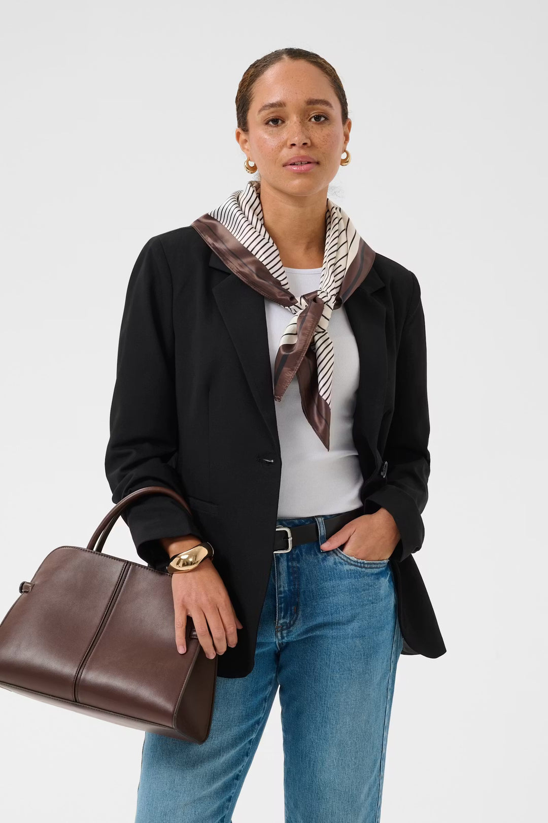 Kaffe Kascarfina Black/Chalk/Coffee Bean Scarf