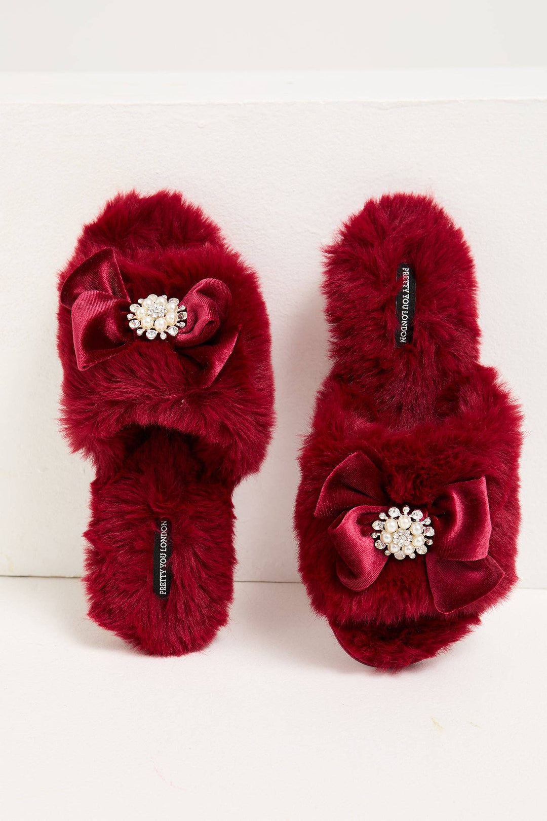 Anya Embellished Slider Slippers in Red: Red / M = US 6.5-7.5 / UK 4.5-5.5 / EU 38-39