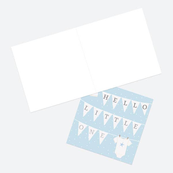 Luxury Foil New Baby Card - Dotty Washing Line - Blue