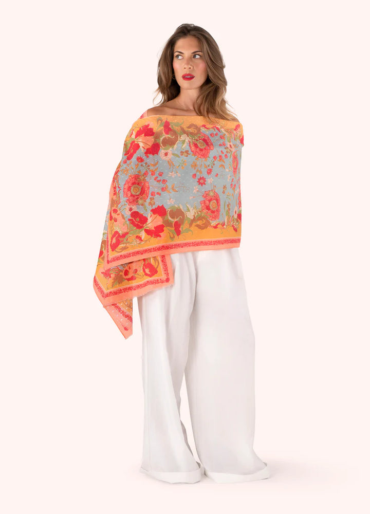 Powder Cotton Scarf | Paisley Poppies