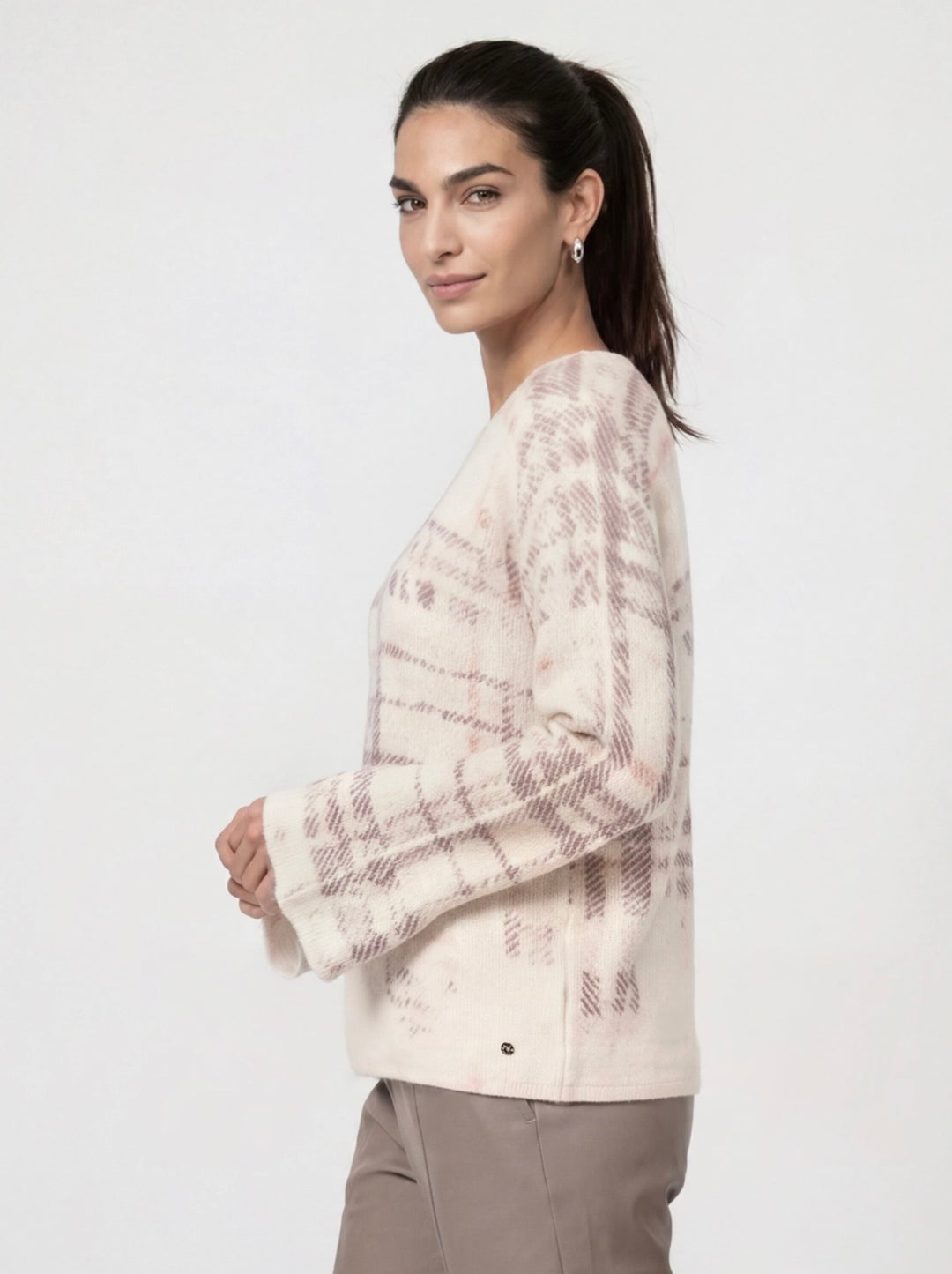 Monari Knitted Pearly Check Pattern Pullover