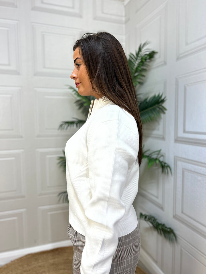Guess White Half-Zip Knit Sweater