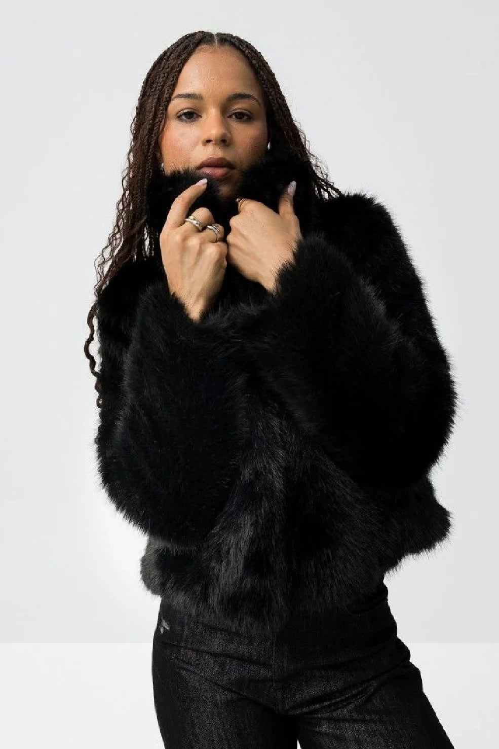 Tiffosi Thretha Black Fur Jacket