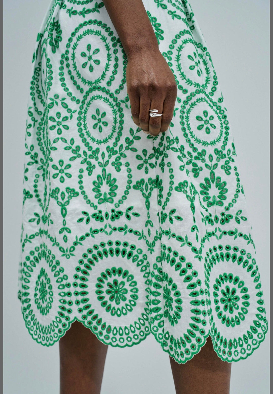 Salsa Embroidery Shirt Dress Green With Belt