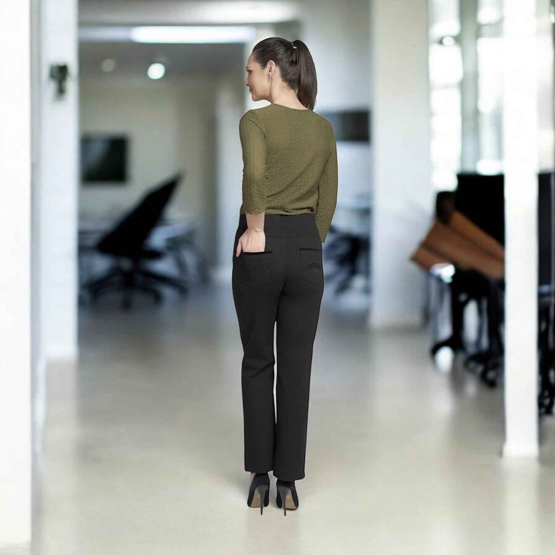 Pinns Black Ponte Jean Style Trouser | 405T
