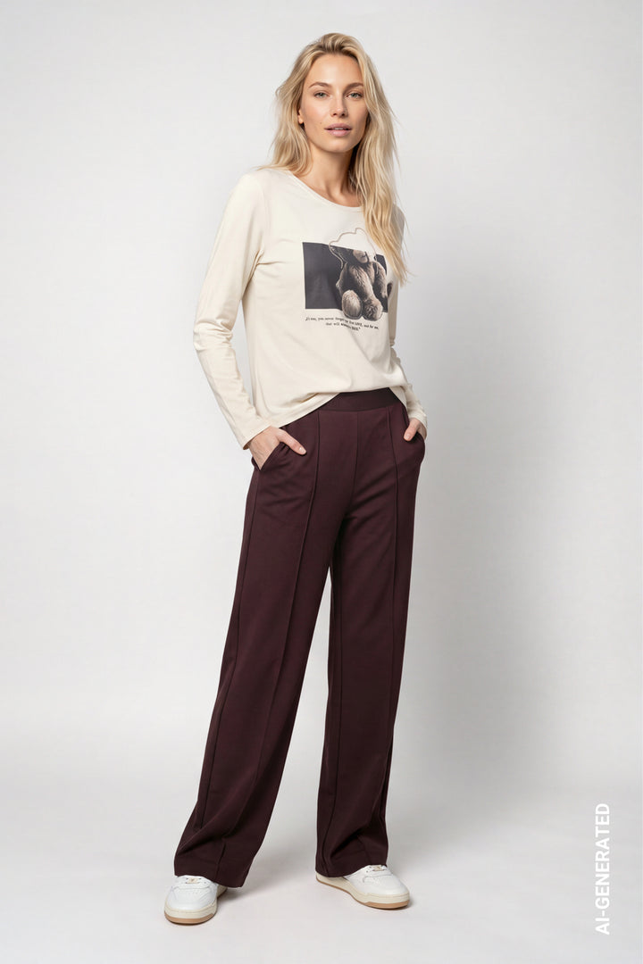 Monari Elastic Lettering Band Pants | Black Coffee