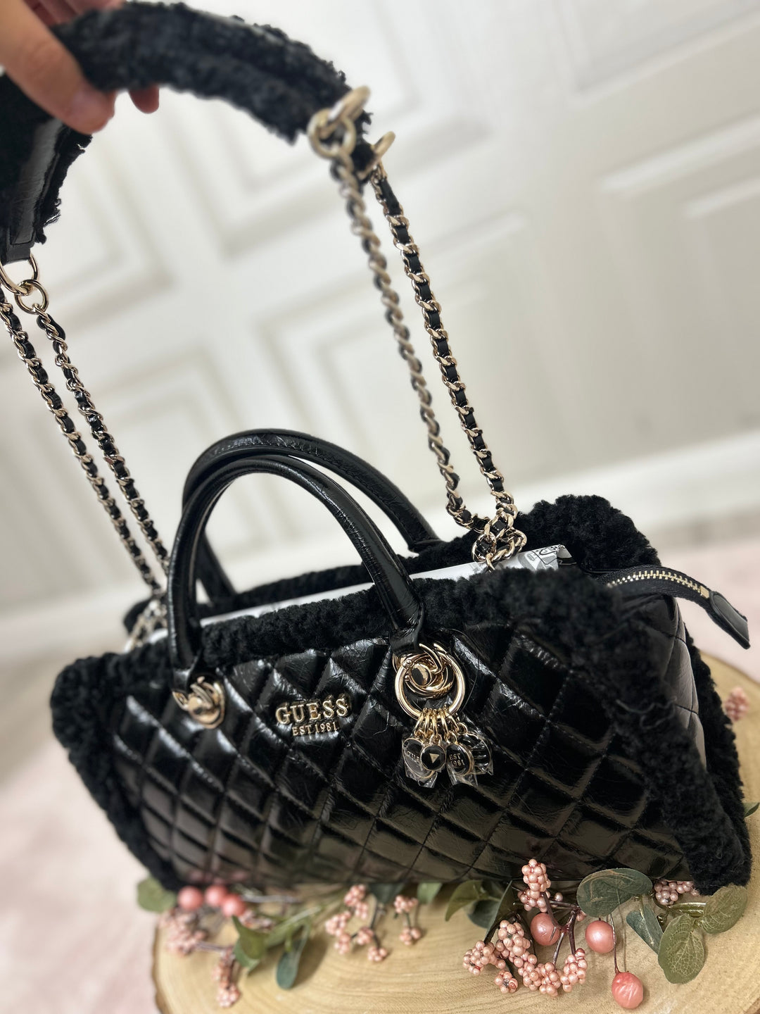 Guess Cristi Small Satchel Black Bag