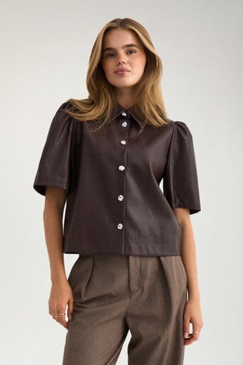 Numph Nucilli PU Shirt | Chocolate Plum