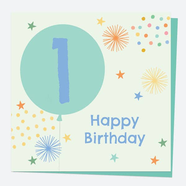 Kids Birthday Card - Boys Balloons Age 1