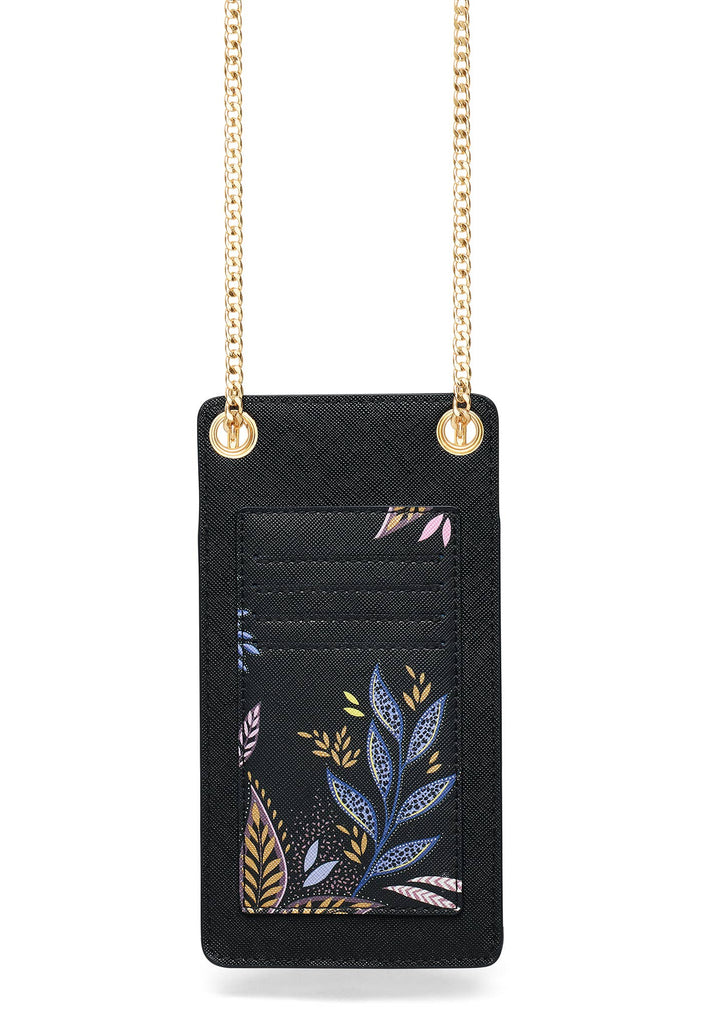 Sara Miller Phone Pouch: Black Botanic