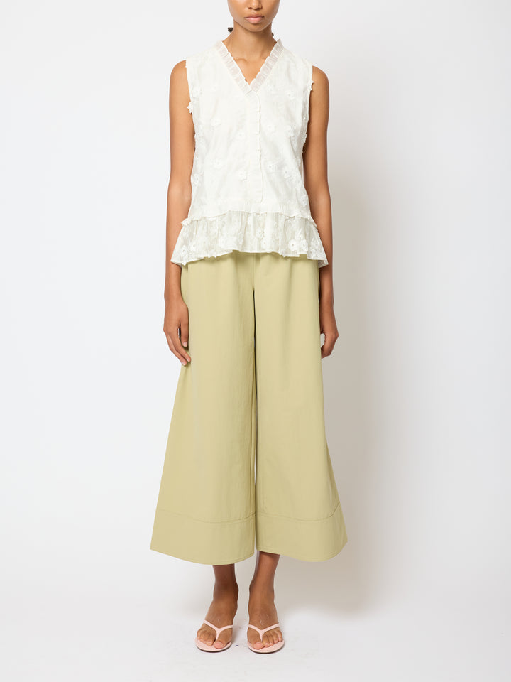 French Connection Vani Peplum Top | Linen White
