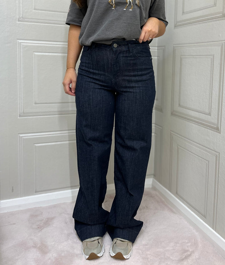 Numph Nuparis Long Pants Dark Blue Denim